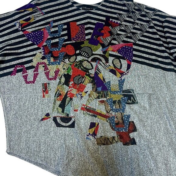 Inoah Multicolor Eclectic Mosaic Printed Loose Fit Blouse Size XS Asymmetric - Picture 5 of 10